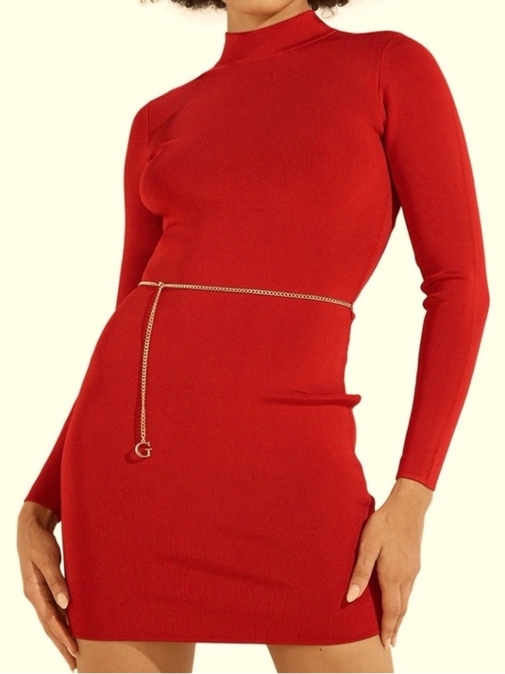 Guess Red Long-Sleeve Mock Neck Open Back Mirage Mariah Mini Dress, Size XL. NWT - Picture 3 of 3